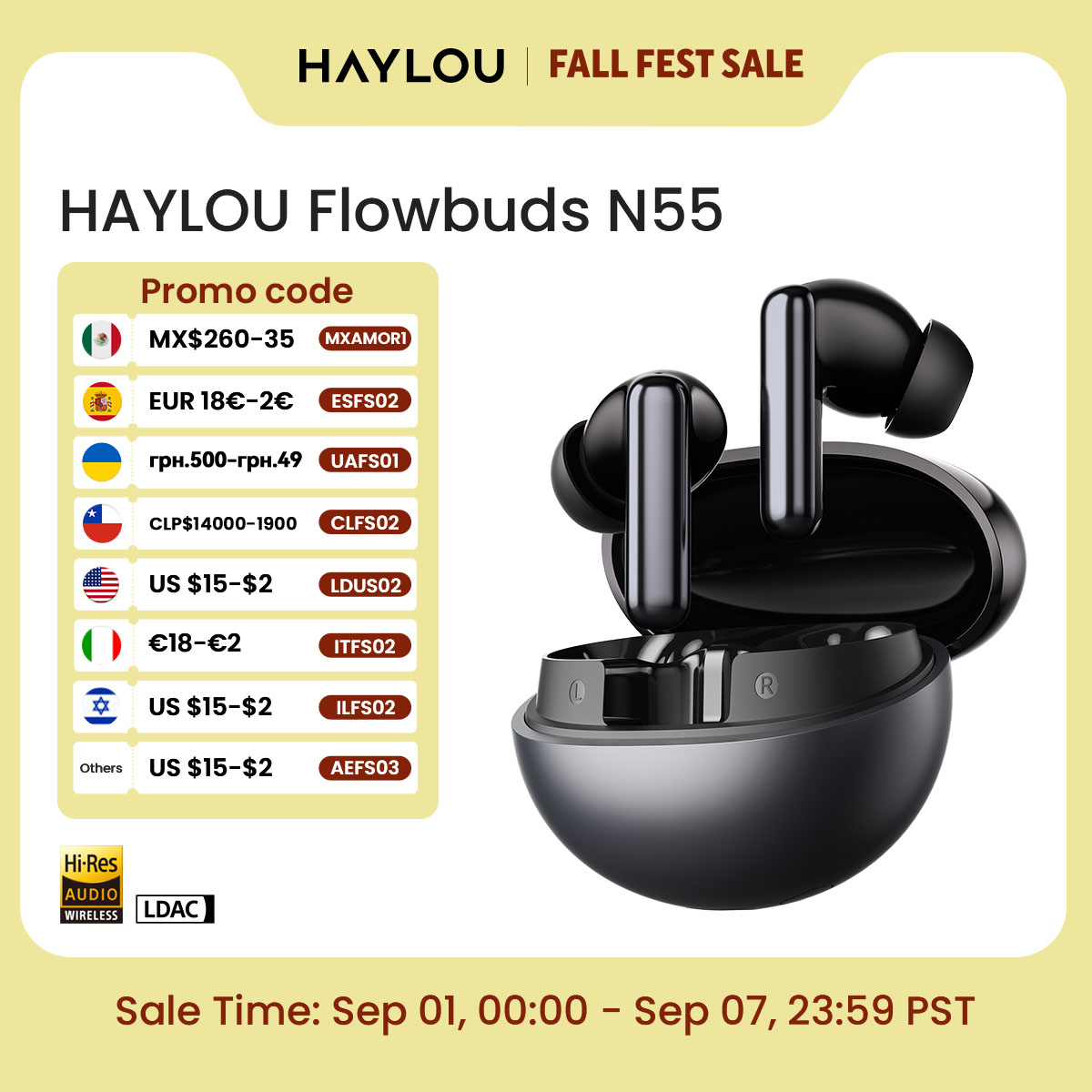 Type C Wired Earphones With Mic - HAYLOU Flowbuds N55 Wireless Earbuds 54dB