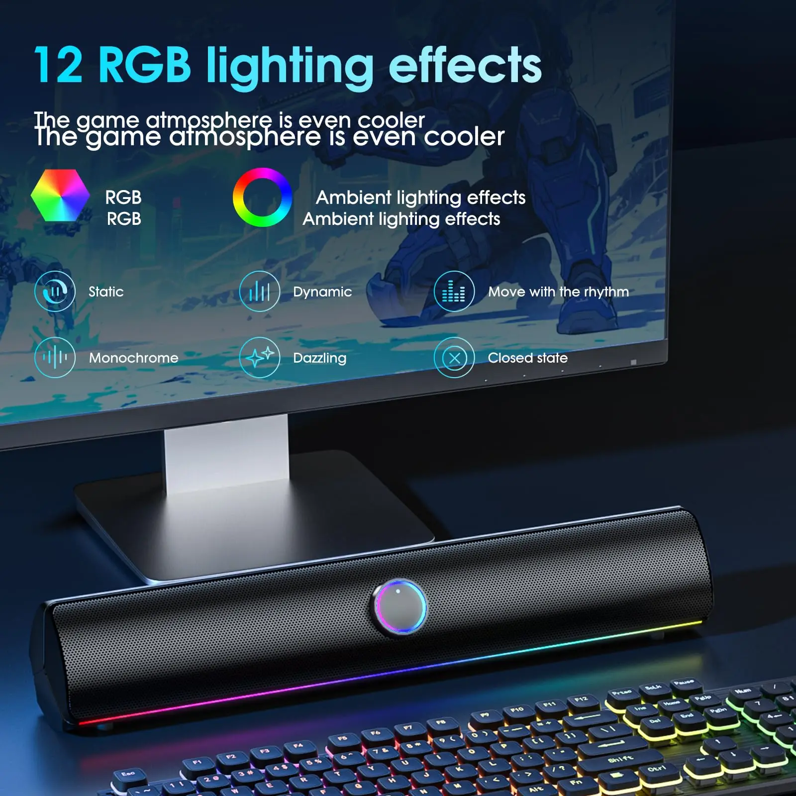 Gaming Soundbar, USB One-Cable - đánh giá và giá Rgb Computer Soundbar For Pc