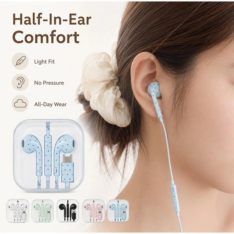 Type C Earphones Polka Dot Sta - đánh giá và giá Type C Wired Earphones With Mic