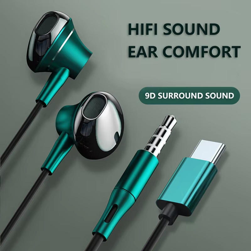 9D Bass Stereo Type C and 3.5m - đánh giá và giá Type C Wired Earphones With Mic