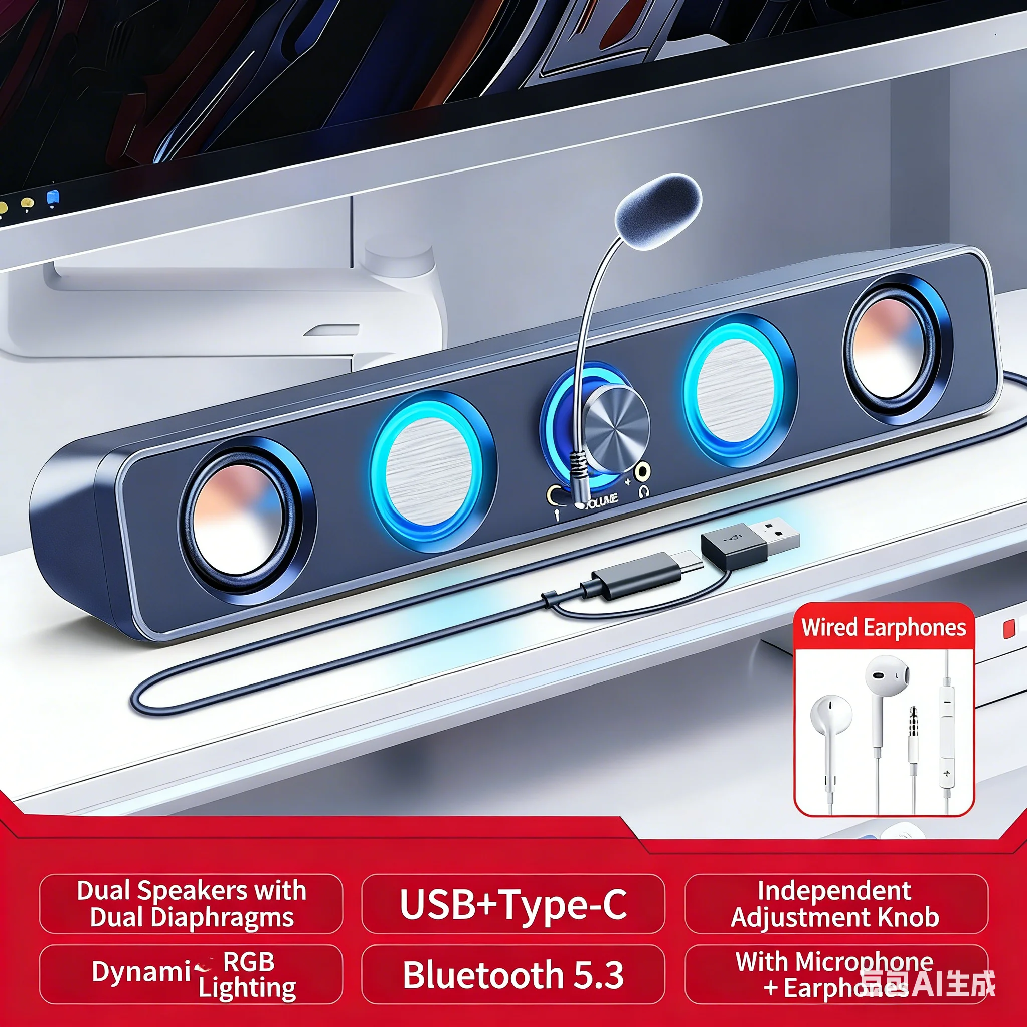 Home Theater Speakers System S - đánh giá và giá Rgb Computer Soundbar For Pc