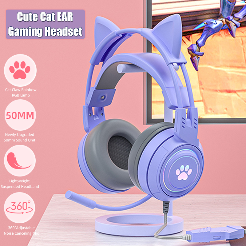 Cute Cat Ear Gaming Headphones - đánh giá và giá Gaming Headset With Mic Rgb