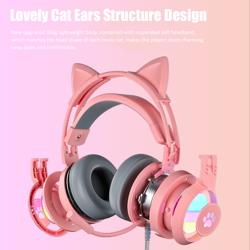 Cute Cat Ear Gaming Headphones - đánh giá và giá Gaming Headset With Mic Rgb